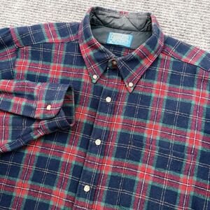 Vintage Pendleton Virgin Wool Flannel Men's Large L/S Classic Check Plaid